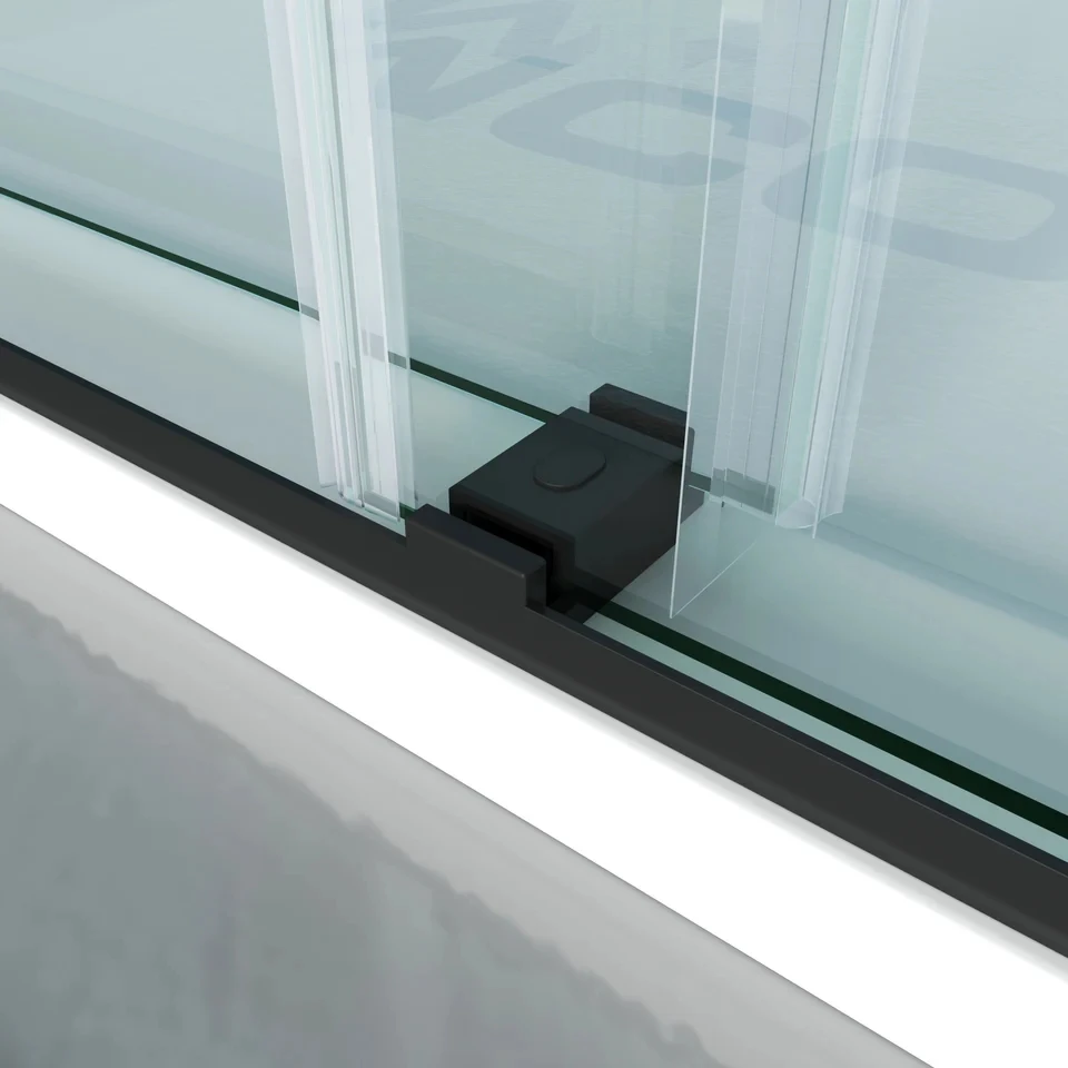 Double Sliding Bathtub Shower Door With Towel Bars