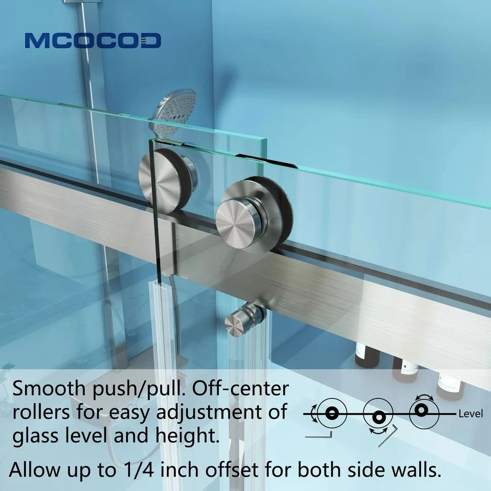 Double Sliding Bathtub Shower Door With Towel Bars