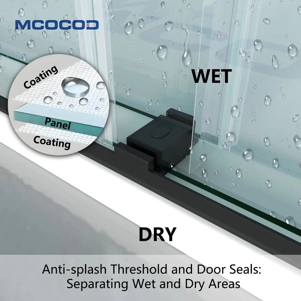Double Sliding Frameless Shower Door With Towel Bars