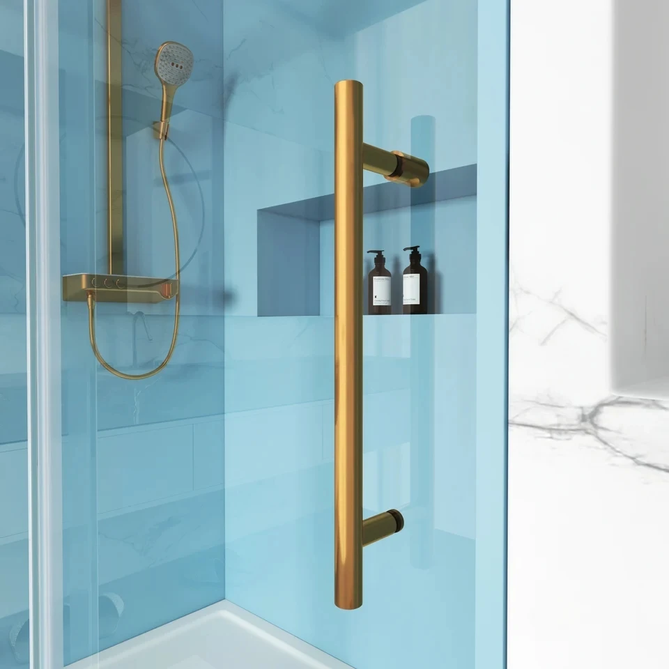 Single Sliding Frameless Shower Door With Round Guide Rail