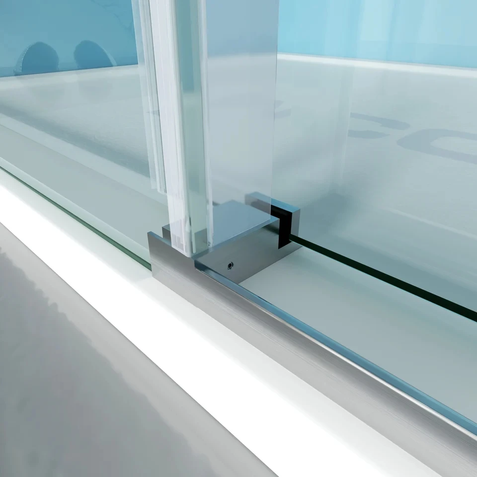 Single Sliding Frameless Shower Door With Round Guide Rail