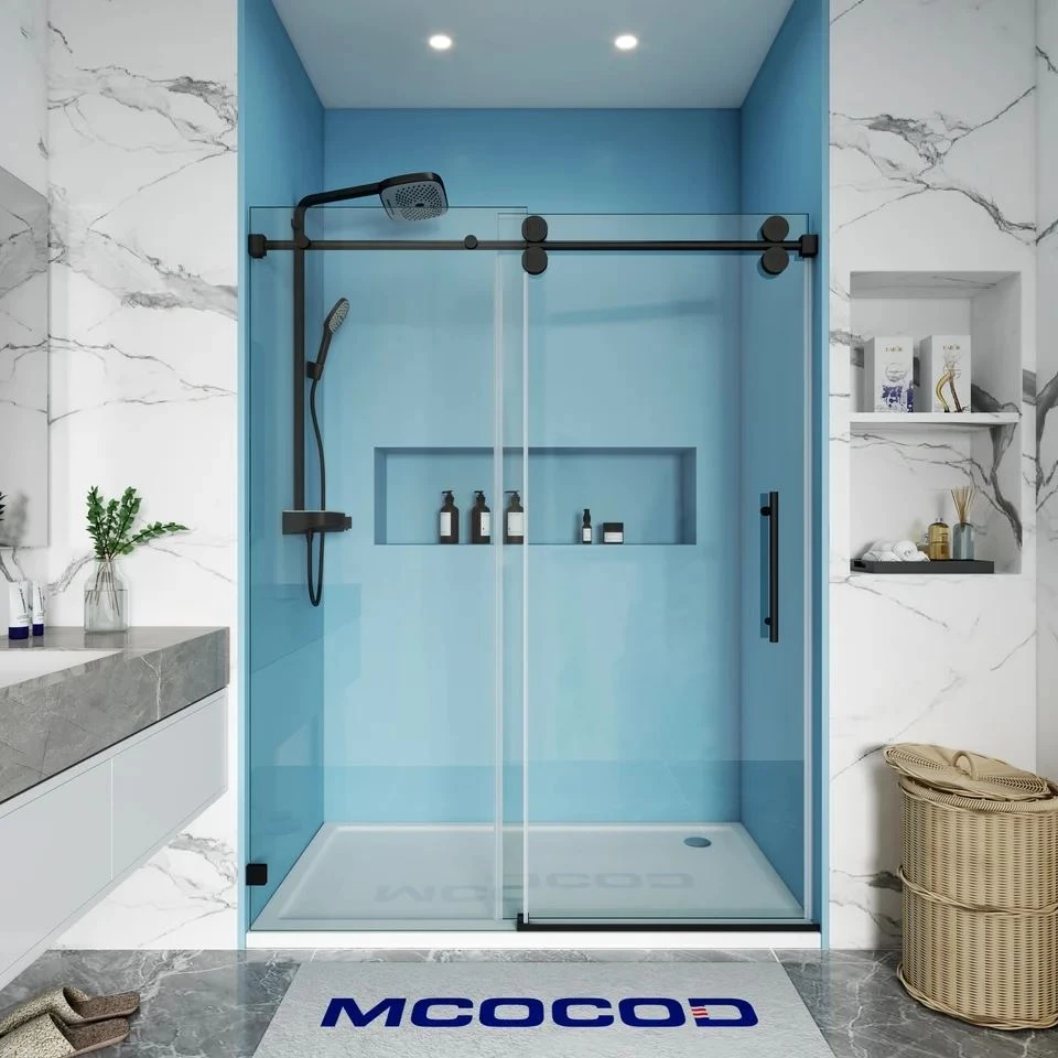 Single Sliding Frameless Shower Door With Round Guide Rail high quality