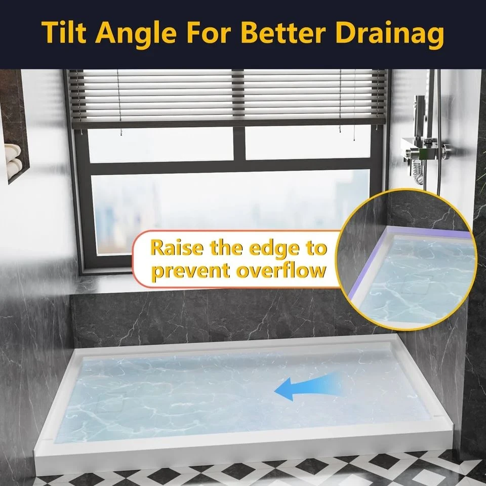 SMC Left Drain Shower Base