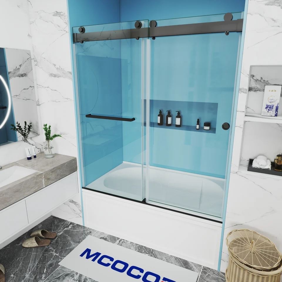 Soft-Closing Double Sliding Bathtub Shower Door With Finger Pull