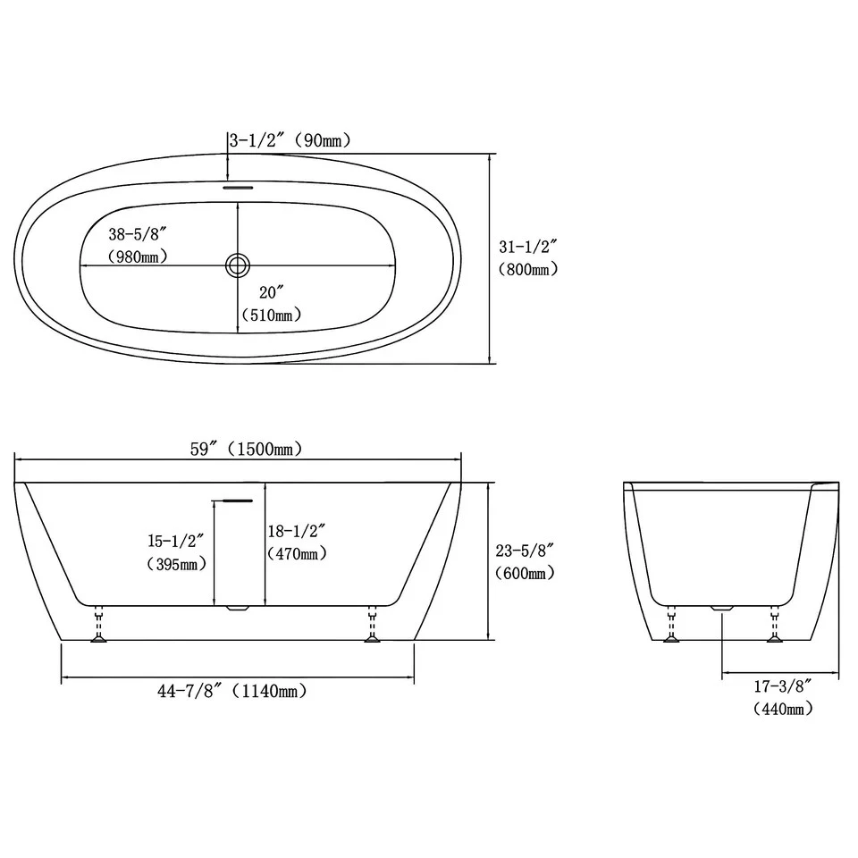 Acrylic Freestanding Bathtub With Tap Deck