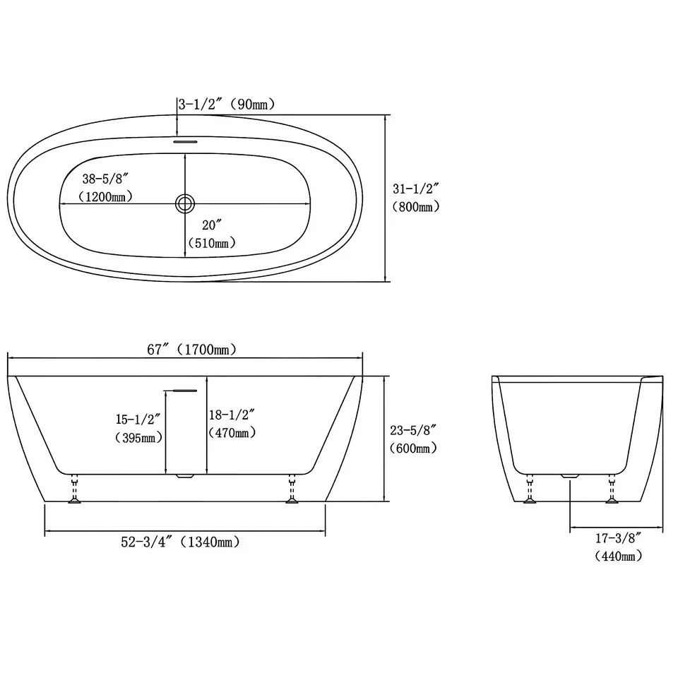 Acrylic Freestanding Bathtub With Tap Deck