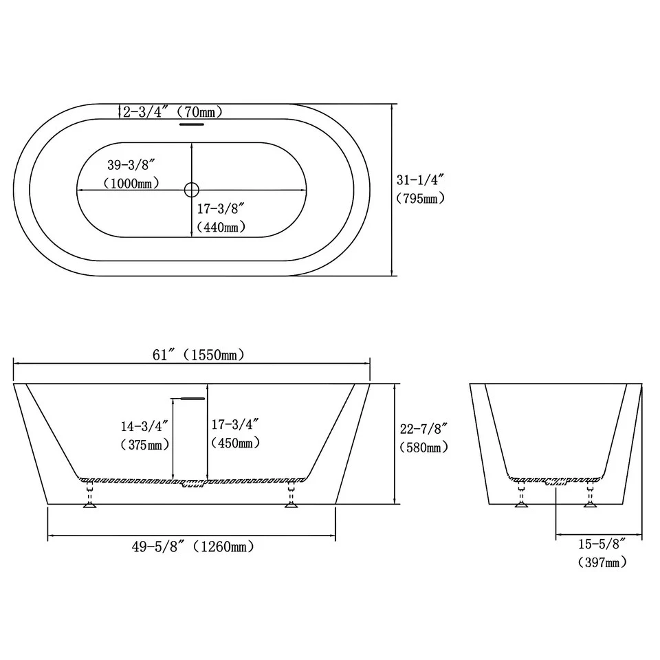 Acrylic Freestanding Soaking Bathtub