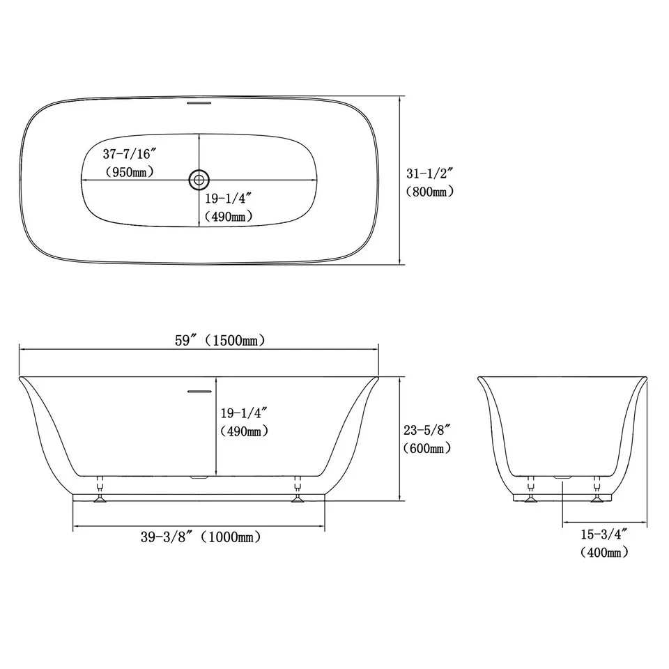 Acrylic Toe Tap Freestanding Bathtub
