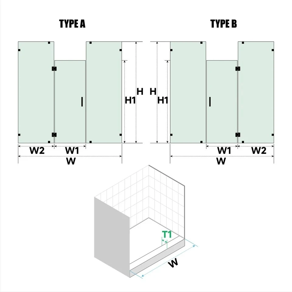 Custom Large Opening Swing Shower Door Custom Large Opening Swing Shower Door