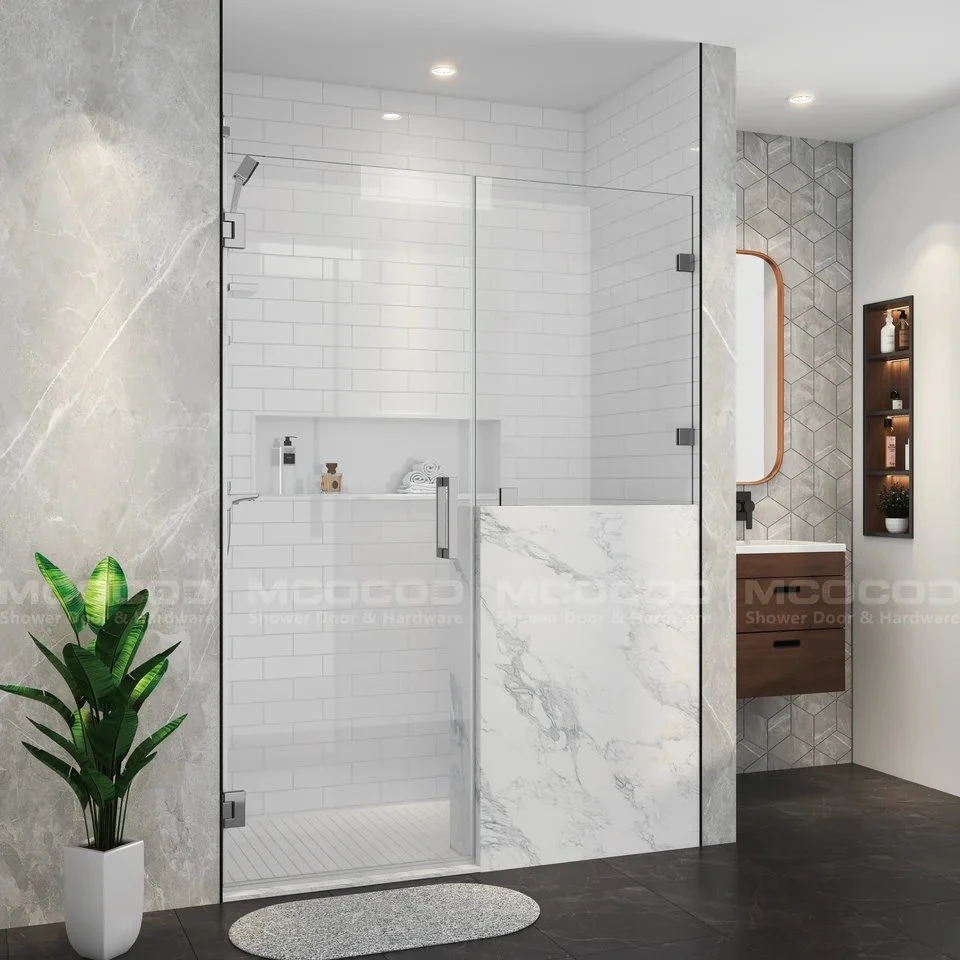 Custom Swing Shower Door With Fixed Panel Custom Swing Shower Door With Fixed Panel