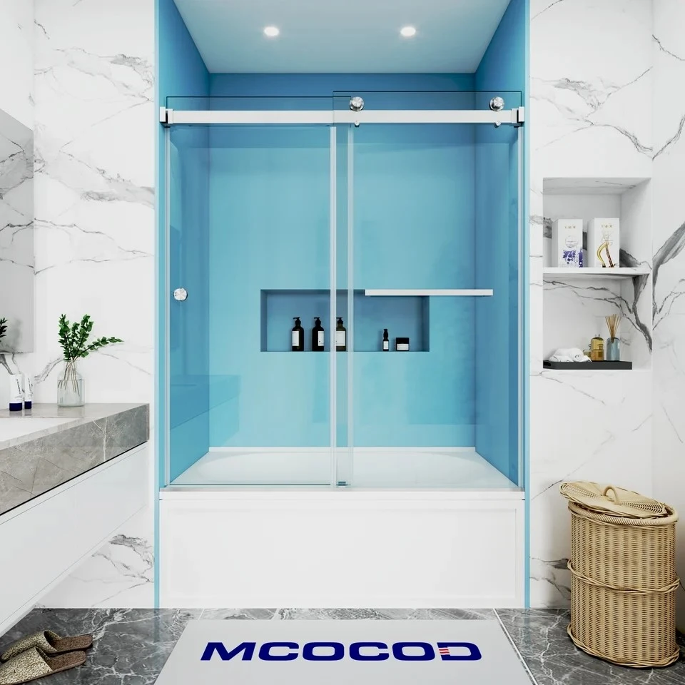 Double Sliding Bathtub Shower Door With Finger Pull