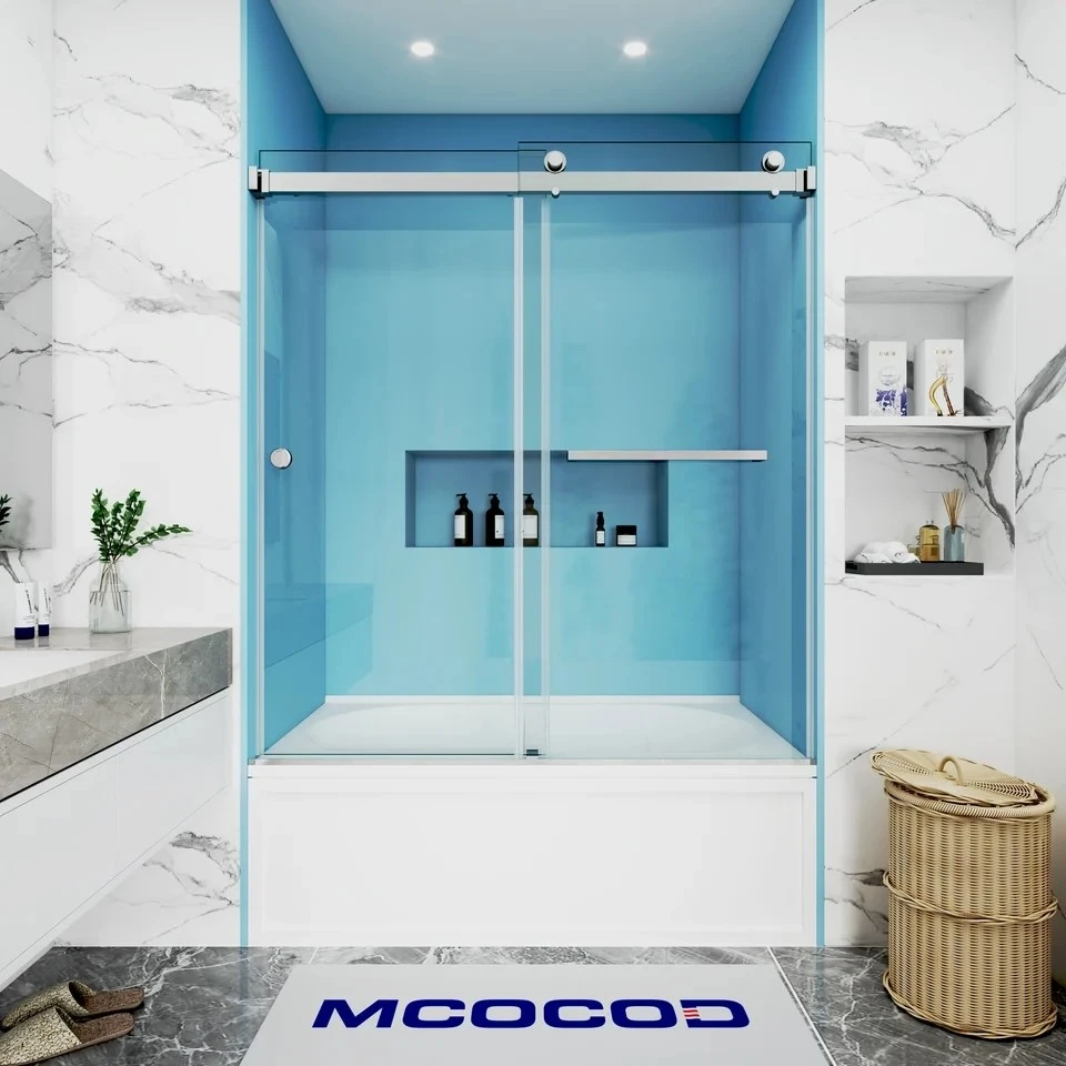 Double Sliding Bathtub Shower Door With Finger Pull