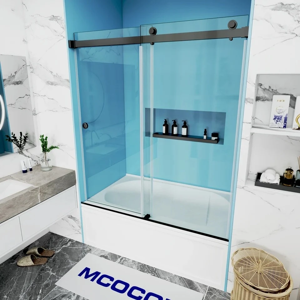 Double Sliding Bathtub Shower Door With Finger Pull