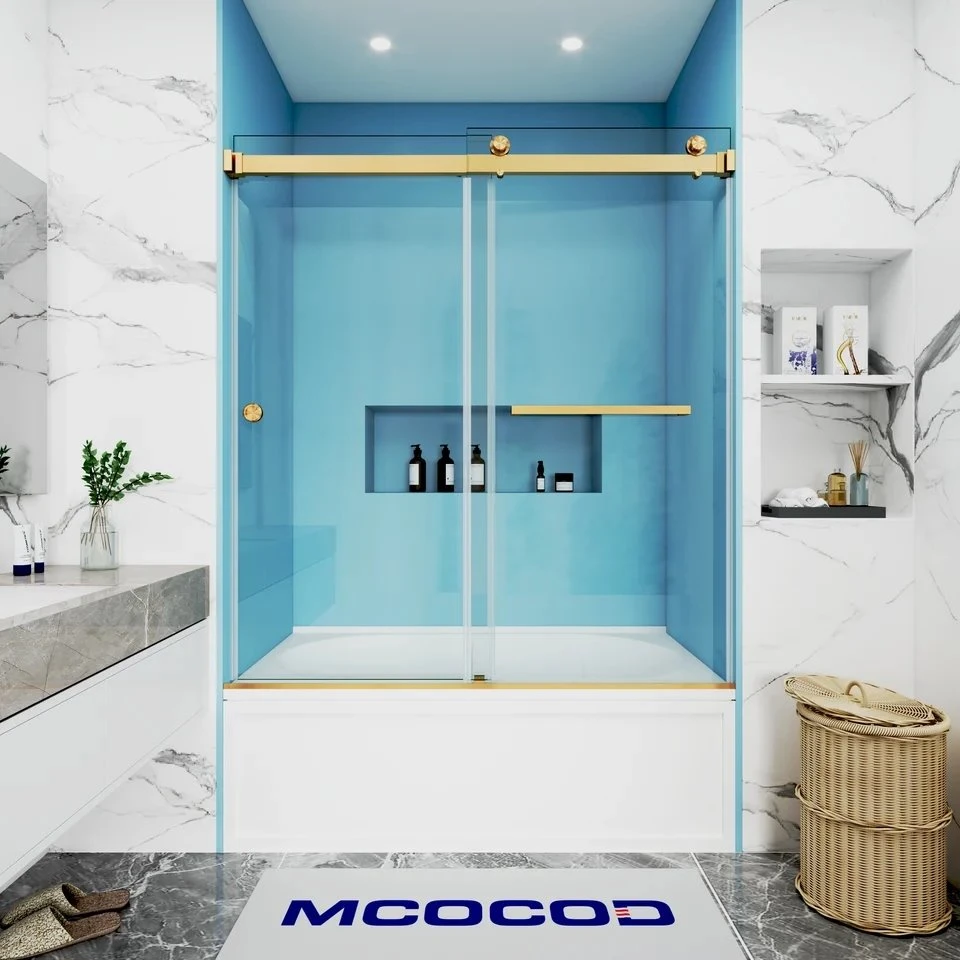Double Sliding Bathtub Shower Door With Finger Pull