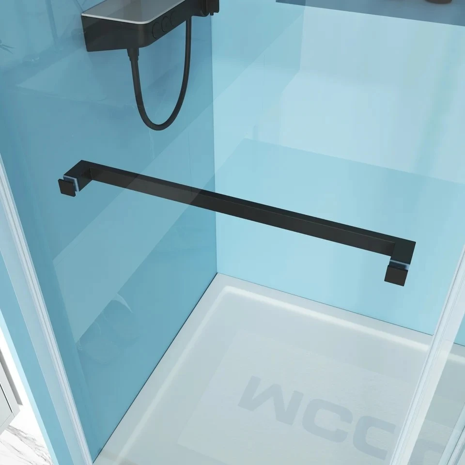 Double Sliding Frameless Shower Door With Towel Bars