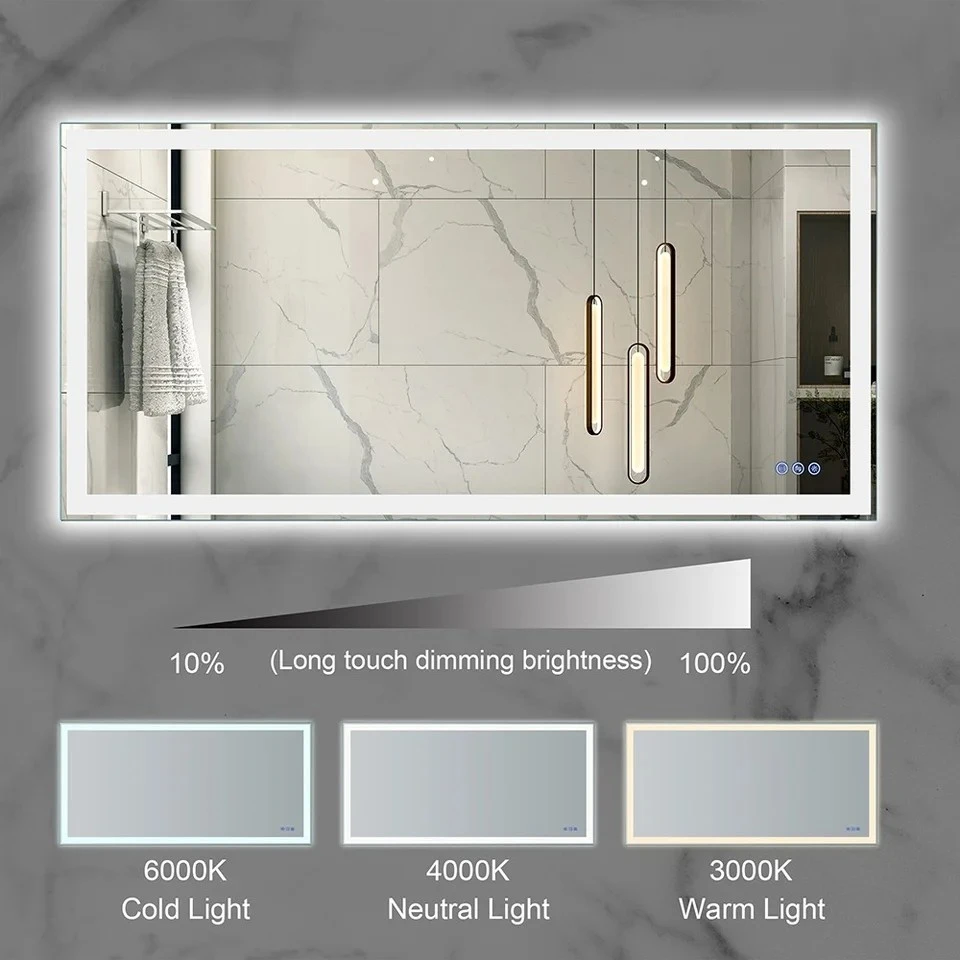 Framed Gradient Backlit LED Mirror