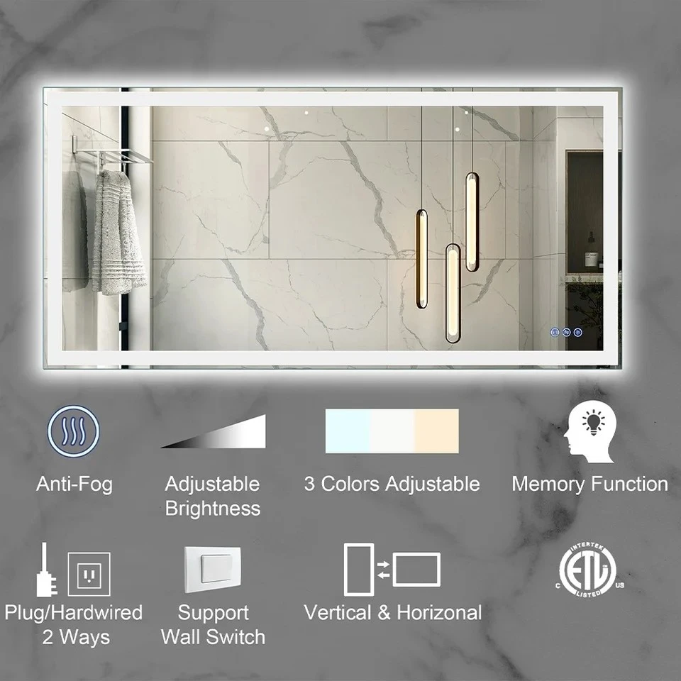Framed Gradient Backlit LED Mirror Framed Gradient Backlit LED Mirror