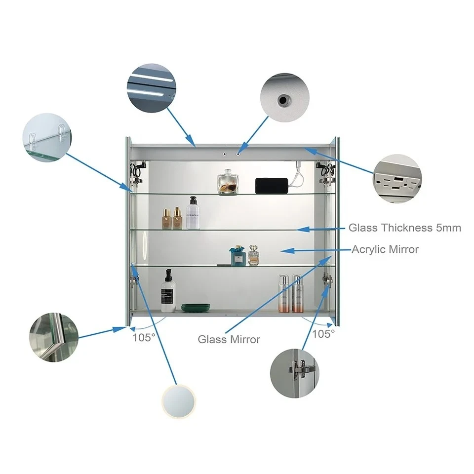 Frameless Double Door Medicine Cabinet