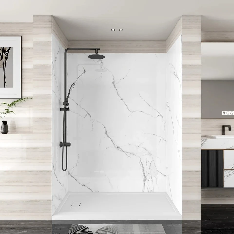 Glue Up Marble Shower Wall Panels