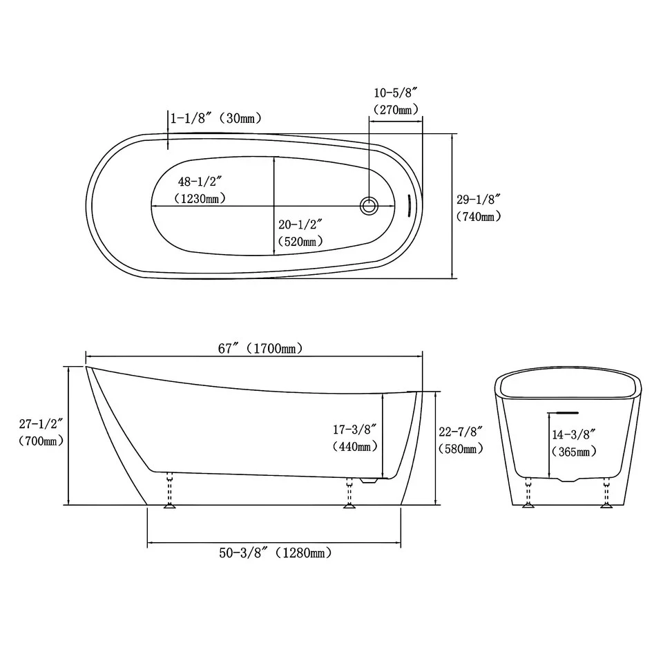 High Back Acrylic Freestanding Bathtub High Back Acrylic Freestanding Bathtub