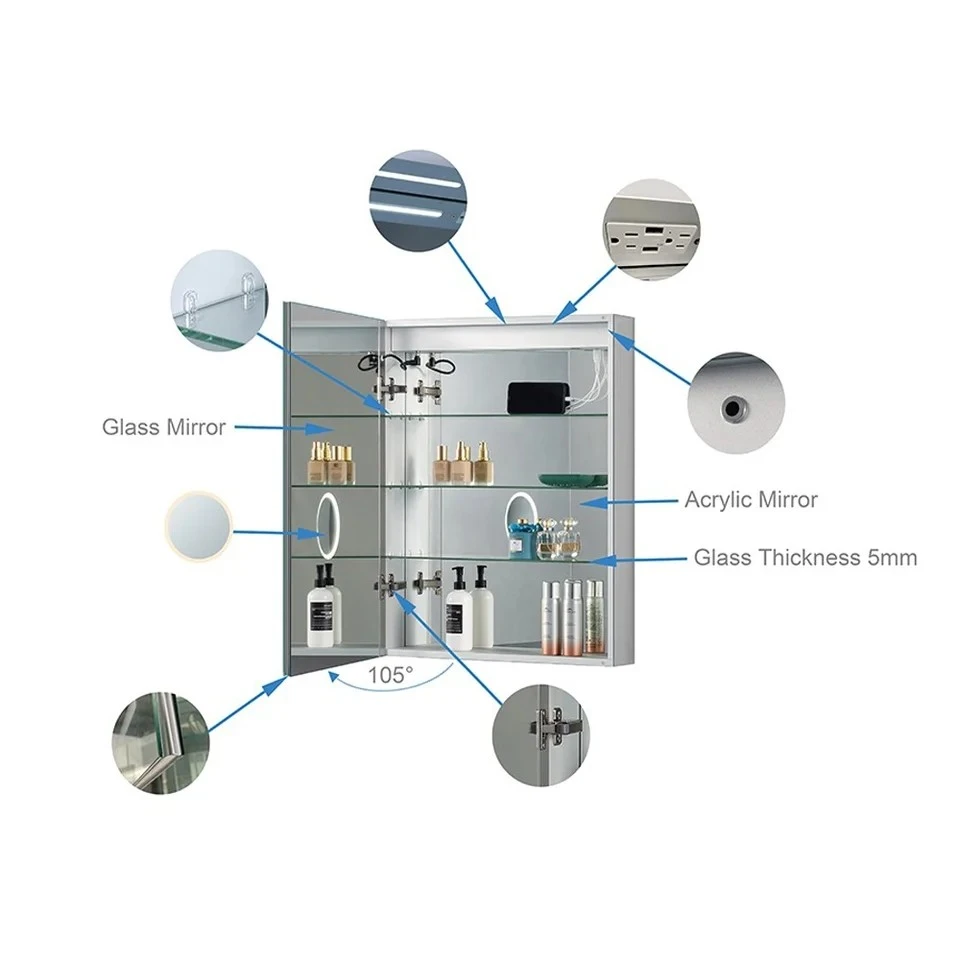 Left Open LED Medicine Cabinet Mirror Left Open LED Medicine Cabinet Mirror