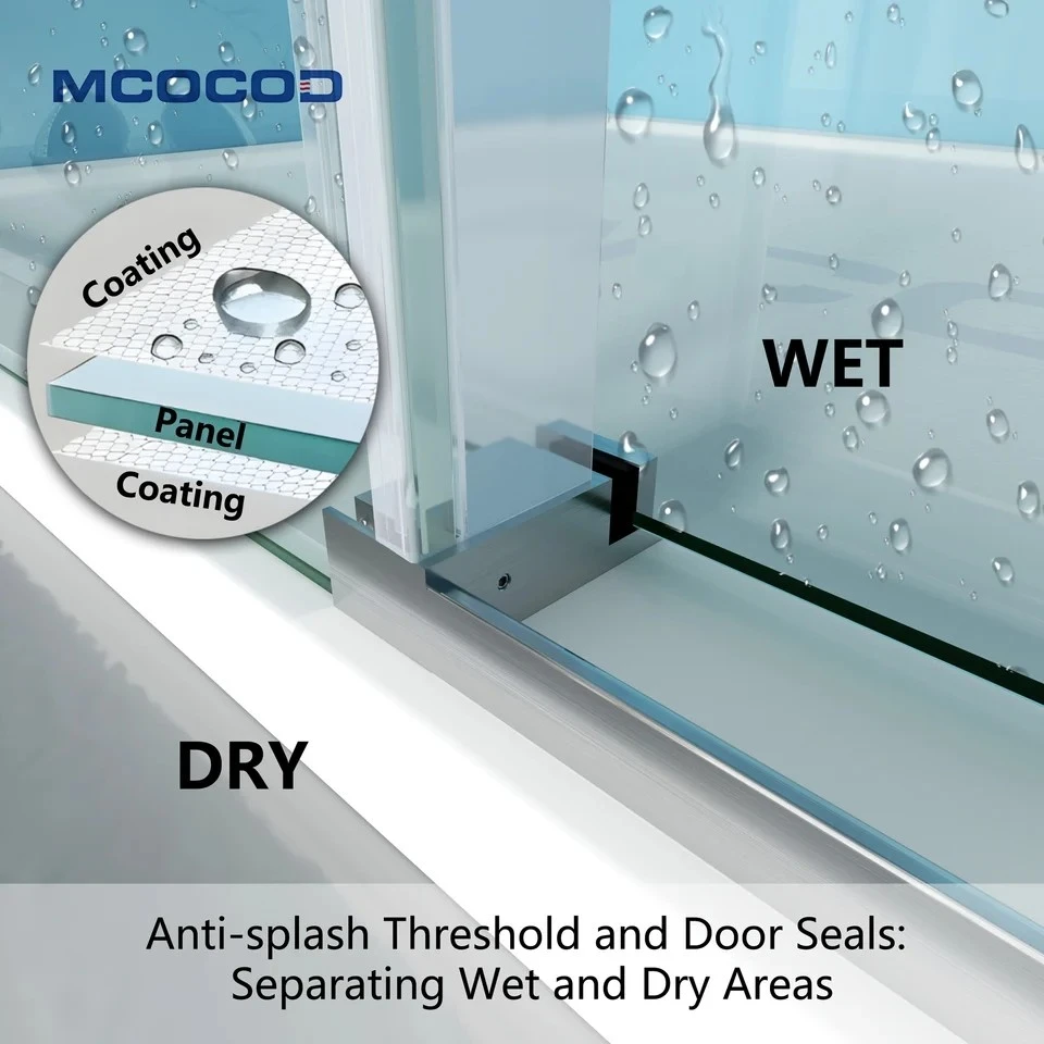 Single Sliding Frameless Shower Door With Round Guide Rail