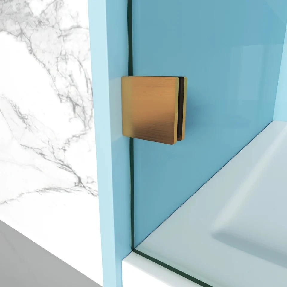 Single Sliding Frameless Shower Door With Square Guide Rail