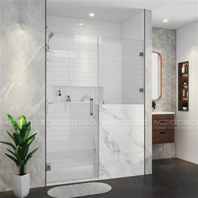 Custom Swing Shower Door with Fixed Panel