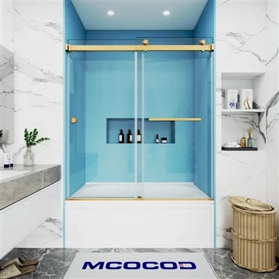 Double Sliding Bathtub Shower Door with Finger Pull