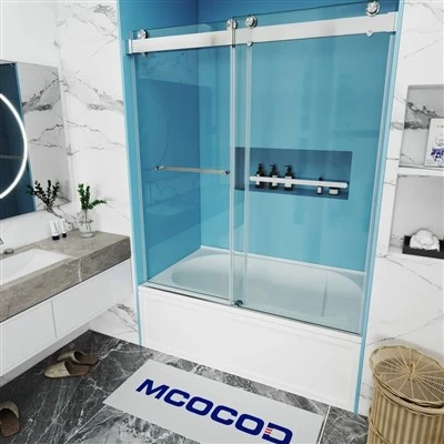 Soft-Close Double Sliding Bathtub Shower Door Soft-Close Double Sliding Bathtub Shower Door