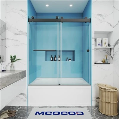 Soft-Closing Double Sliding Bathtub Shower Door with Finger Pull