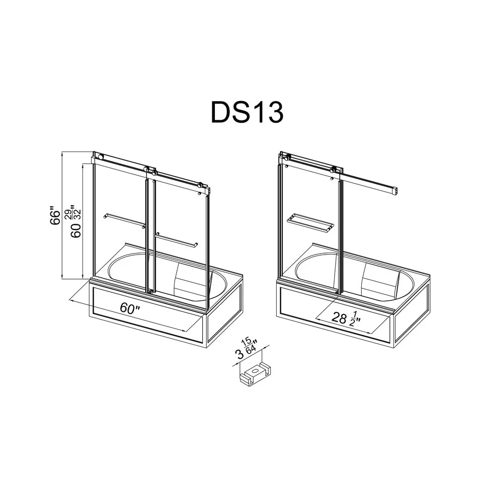 Soft-Close Double Sliding Bathtub Shower Door