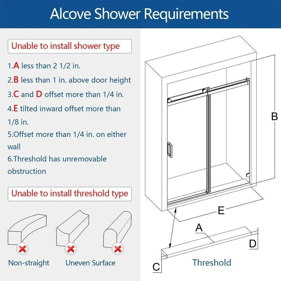 Soft-Close Single Sliding Frameless Shower Door