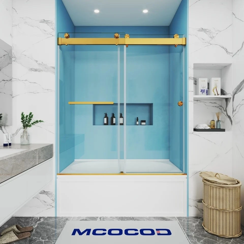 Soft-Closing Double Sliding Bathtub Shower Door With Finger Pull high quality