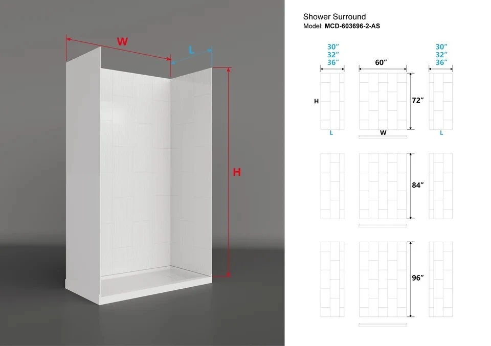 Vertical Rectangle Shower Wall Panels