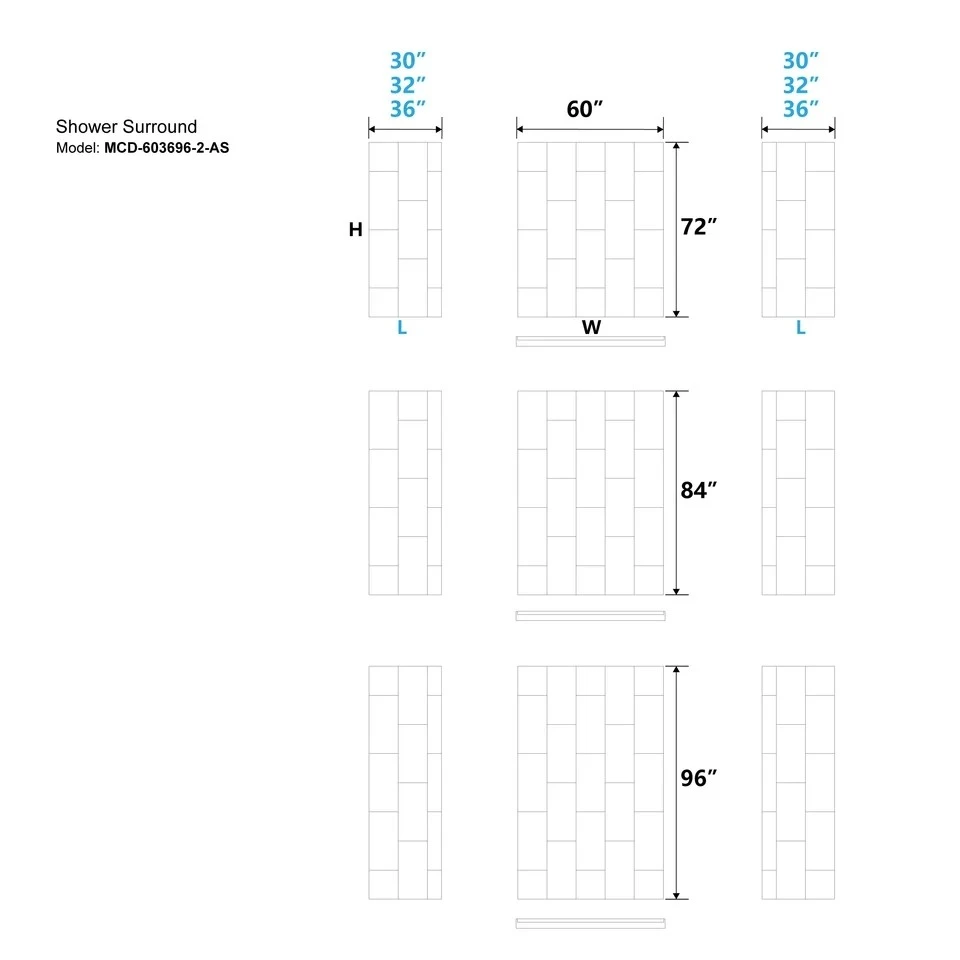 Vertical Rectangle Shower Wall Panels